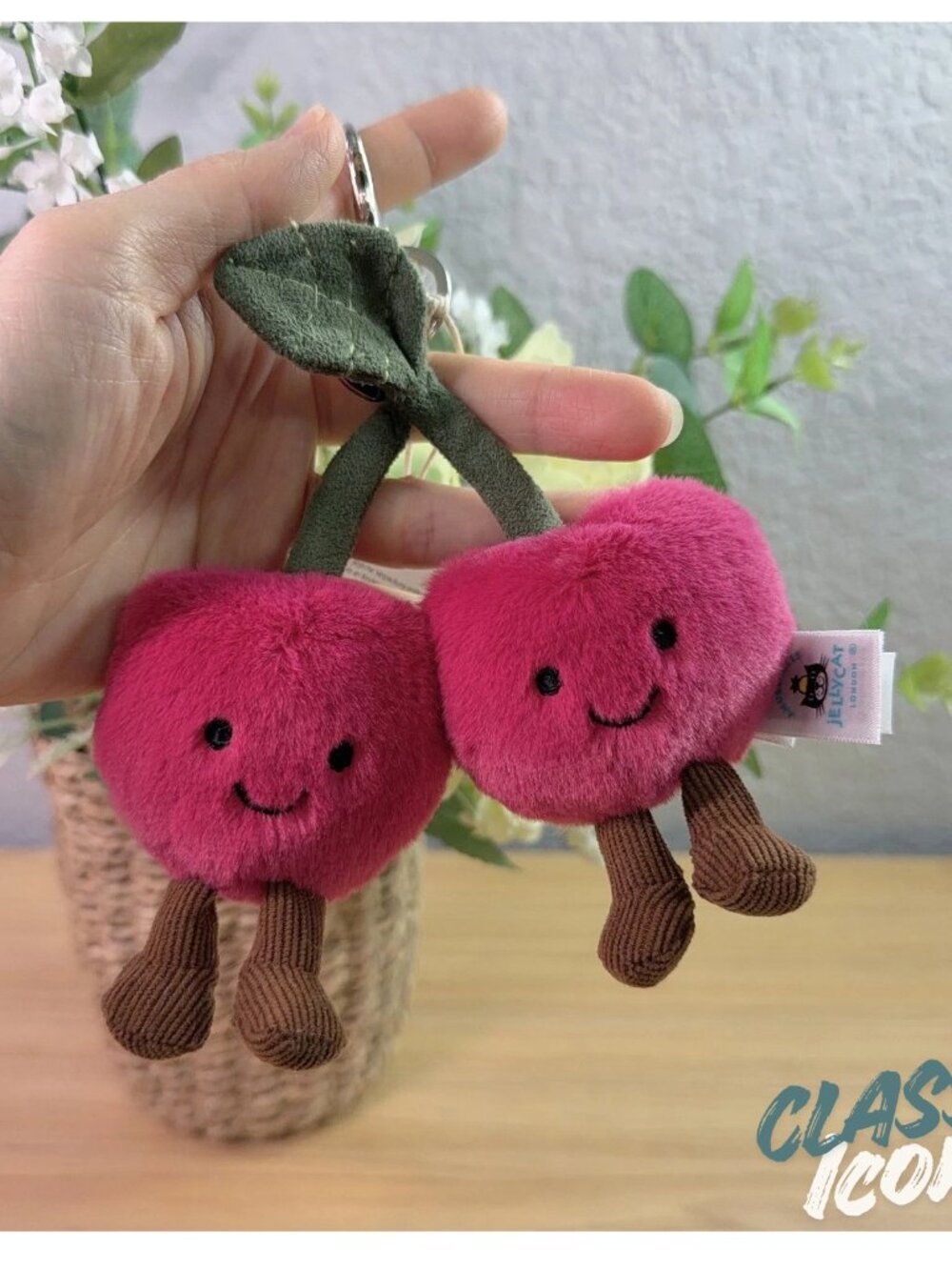 Jellycat Amuseables Cherries Bag Charm Red Cherry Plush Keychain Clip Cute Gift